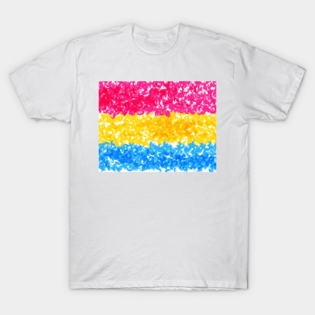 Pansexual Flag Painted Swirls Design T-Shirt by PurposelyDesigned